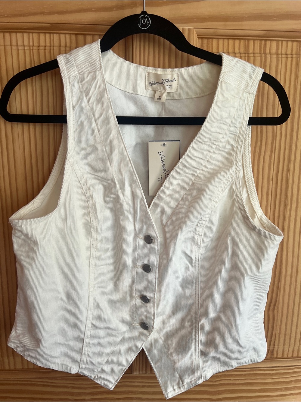Universal Thread White Button-Front Cropped Vest